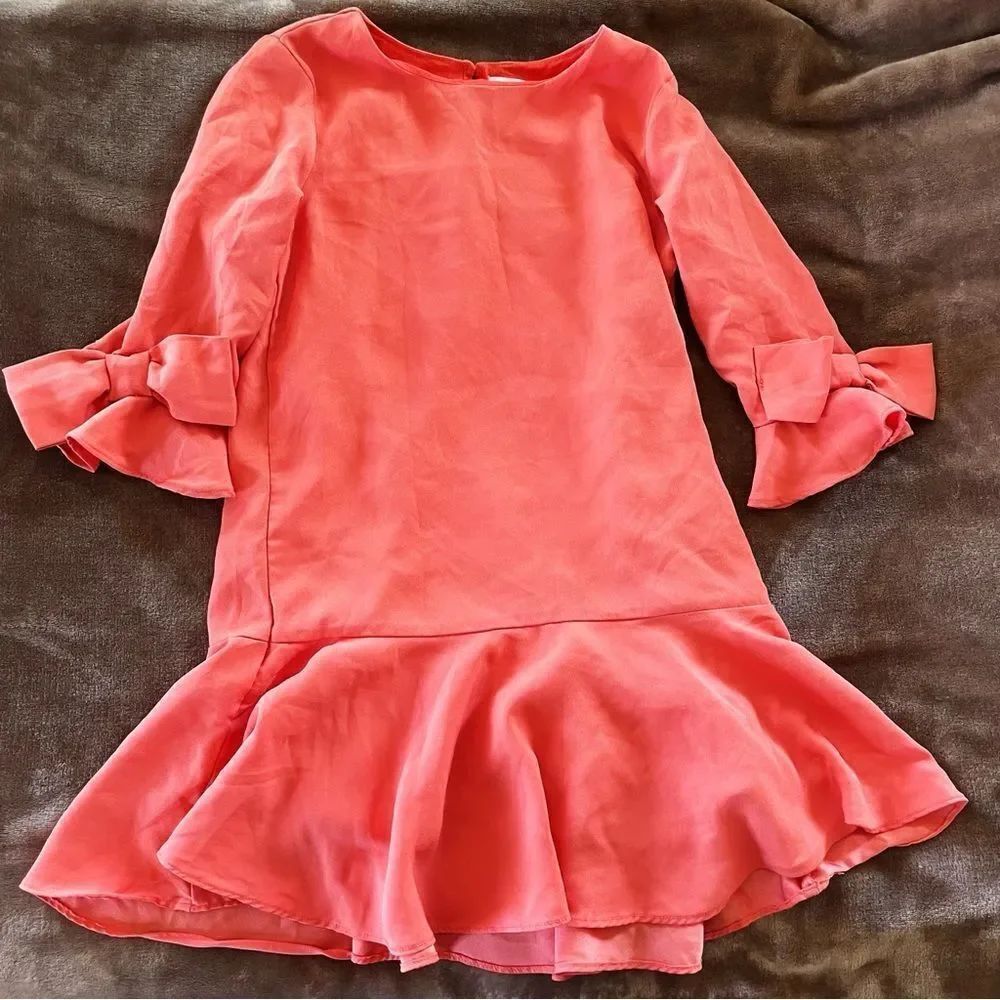 Gymboree Girls Coral Ruffle Sleeve Dress Drop Waist Spring/ Summer Size 8